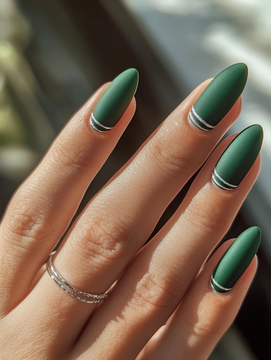 matte green nails