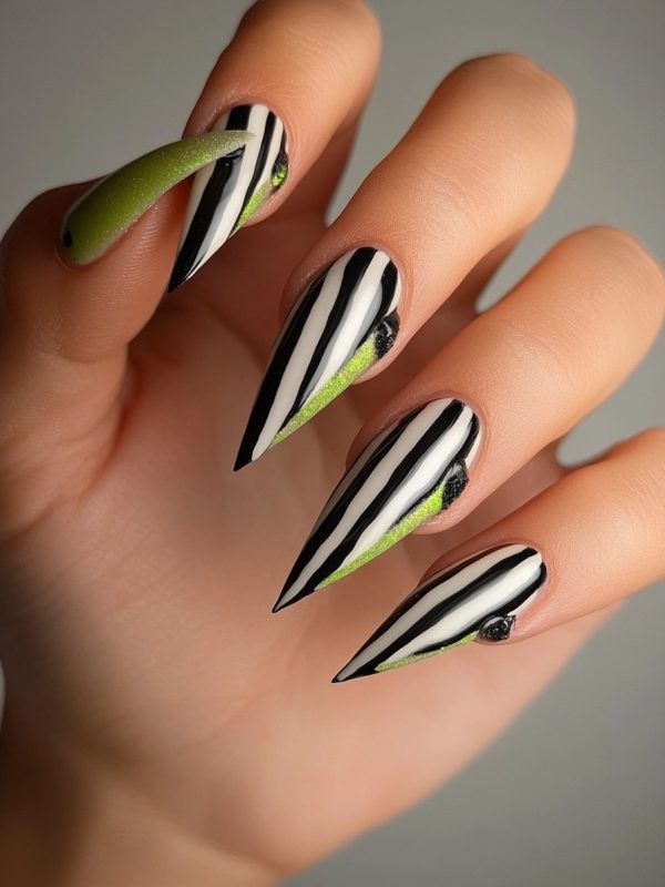 Beetlejuice nail designs