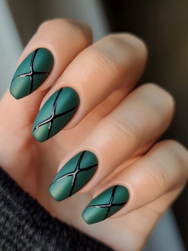 Metallic Green Nails