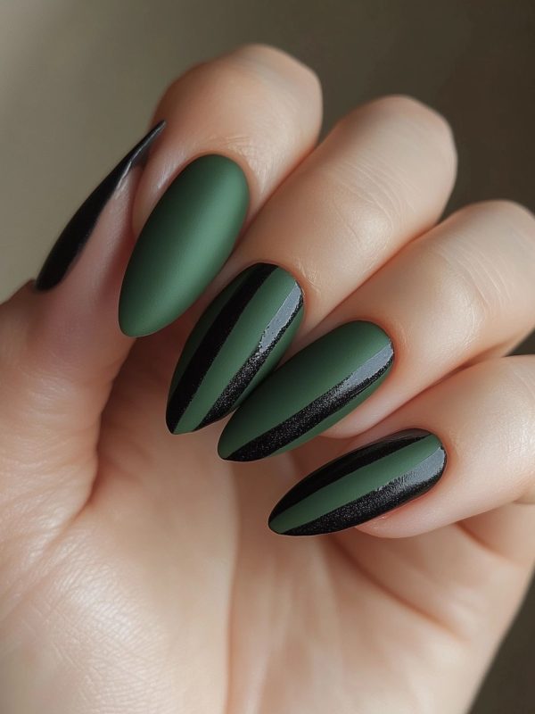 matte green nails