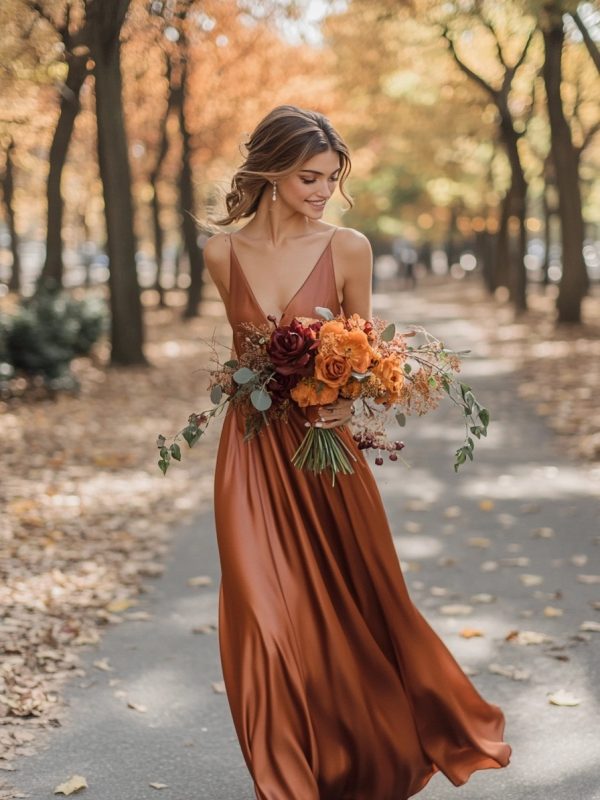 satin fall dress