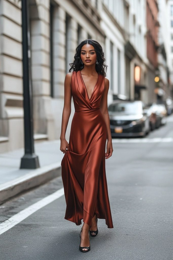 satin fall dress