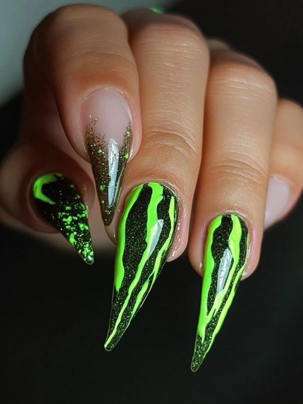 Beetlejuice nail designs