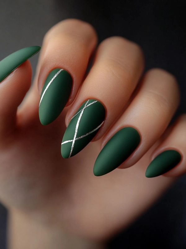 matte green nails