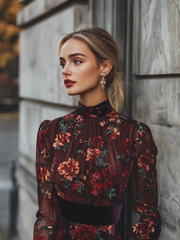 fall floral wedding dress