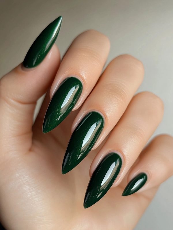 Metallic Green Nails