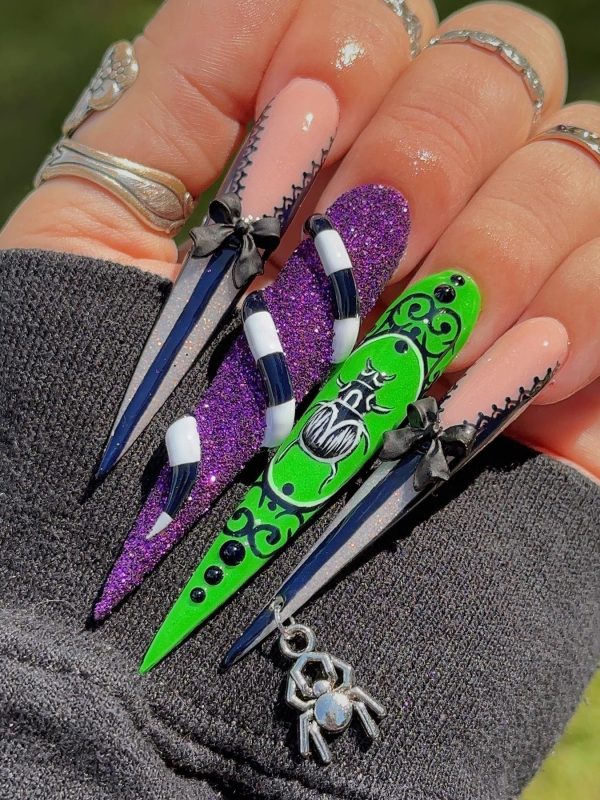 Beetlejuice nail designs