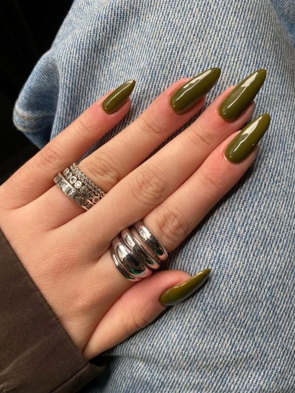 green olive nails