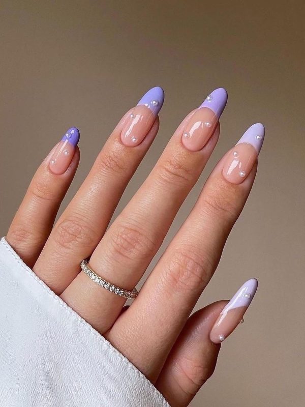 purple french tips nails