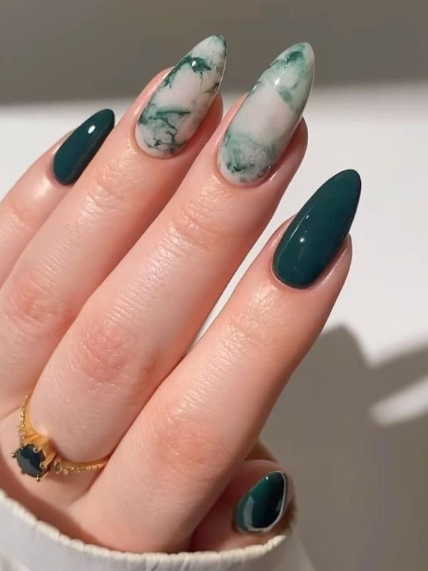 green marble nails