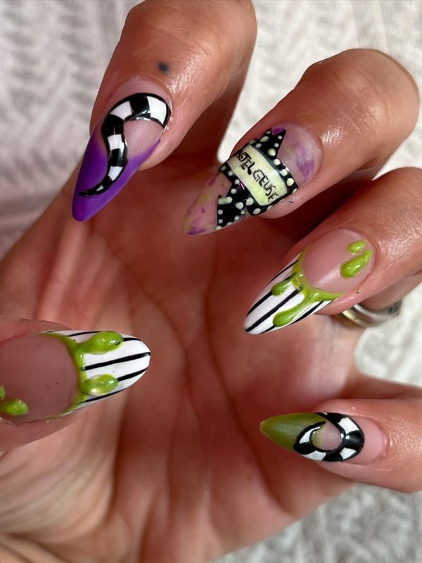 Beetlejuice nail designs