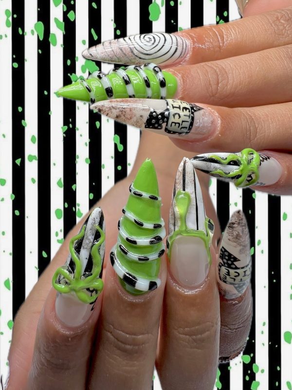 Beetlejuice nail designs