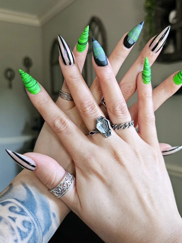 Beetlejuice nail designs