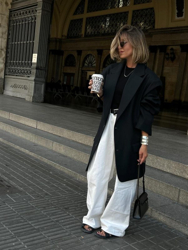 Monochrome trench coat outfit