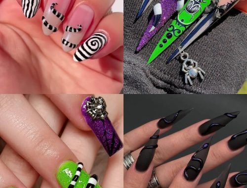 Turn Heads with These Beetlejuice Halloween Nail Designs and Ideas