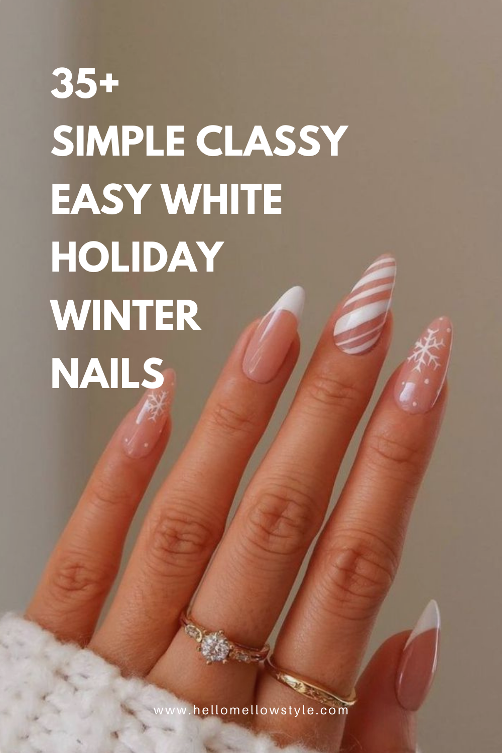 35+ Simple Classy Easy White Holiday Winter Nails (2)