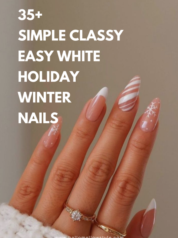 35+ Simple Classy Easy White Holiday Winter Nails (2)