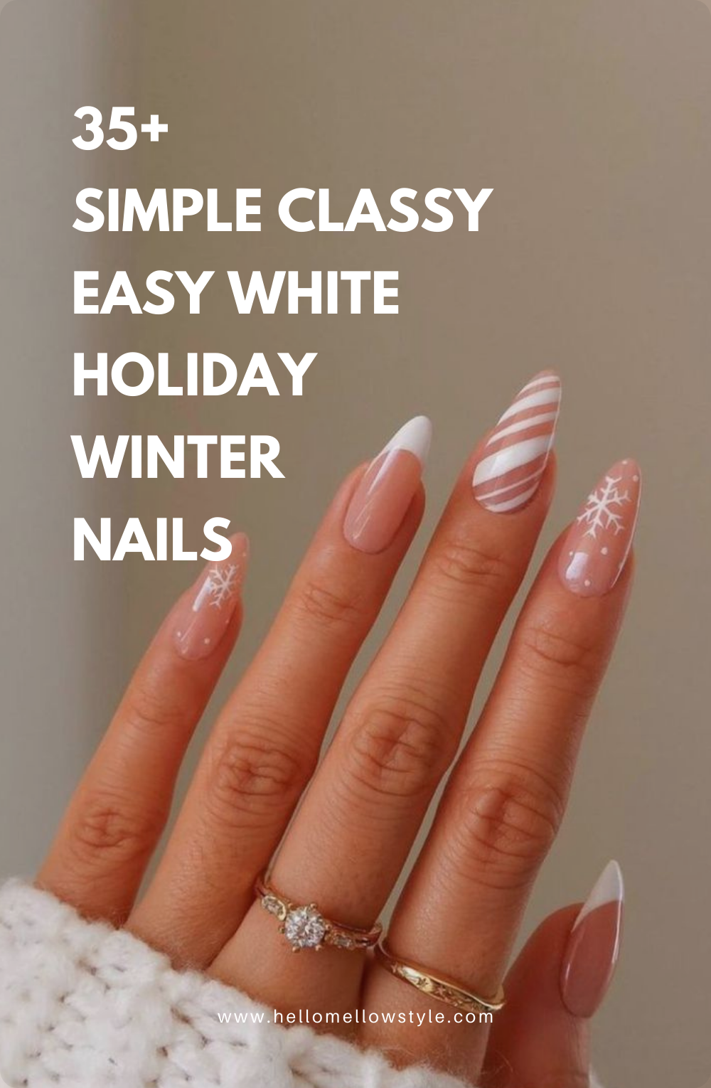 35+ Simple Classy Easy White Holiday Winter Nails (2)